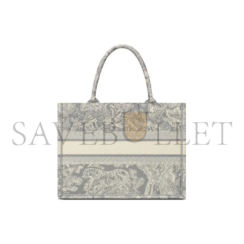 D*or canvas embroidered medium D*oriviera toile de jouy book tote gray m1296zrgo-m932 (36.5*28*17.5cm)